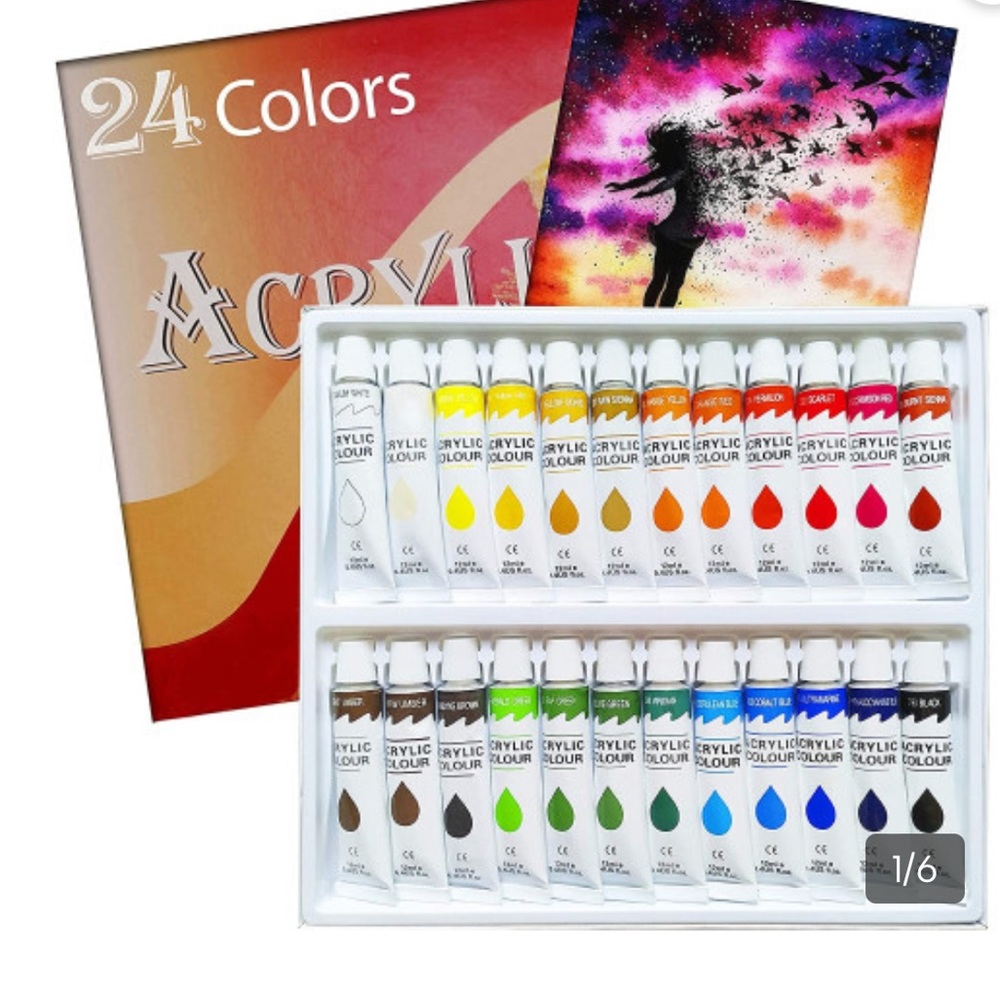 Acrylic Paint Set 24 Colors Tubes Acrylic Paints for Painting